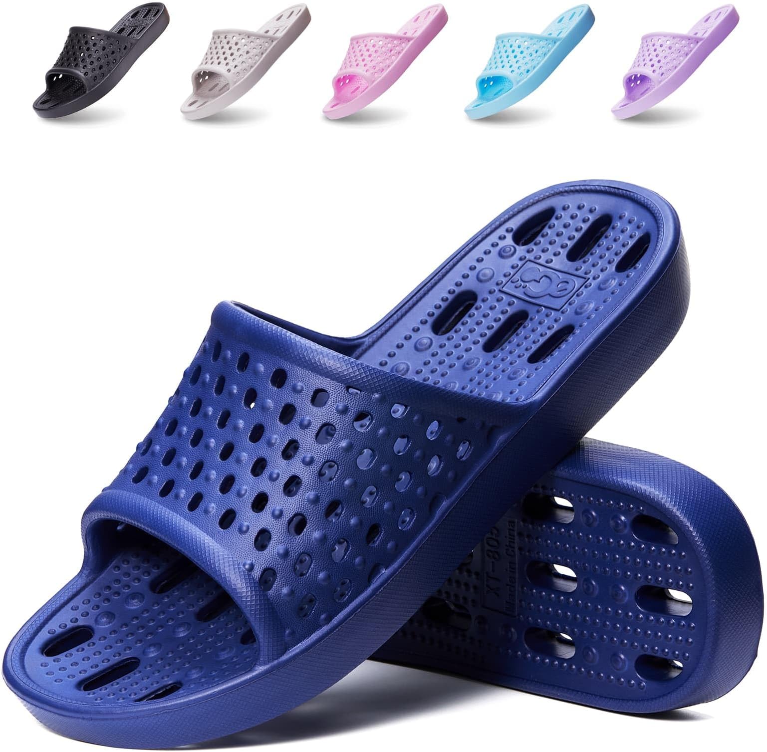 Xomiboe Shower Shoes Men Quick Drying Women Shower Sandals Non-Slip Comfortable House Slippers Bathroom Hotel Flip Flops Slides With Students Gym