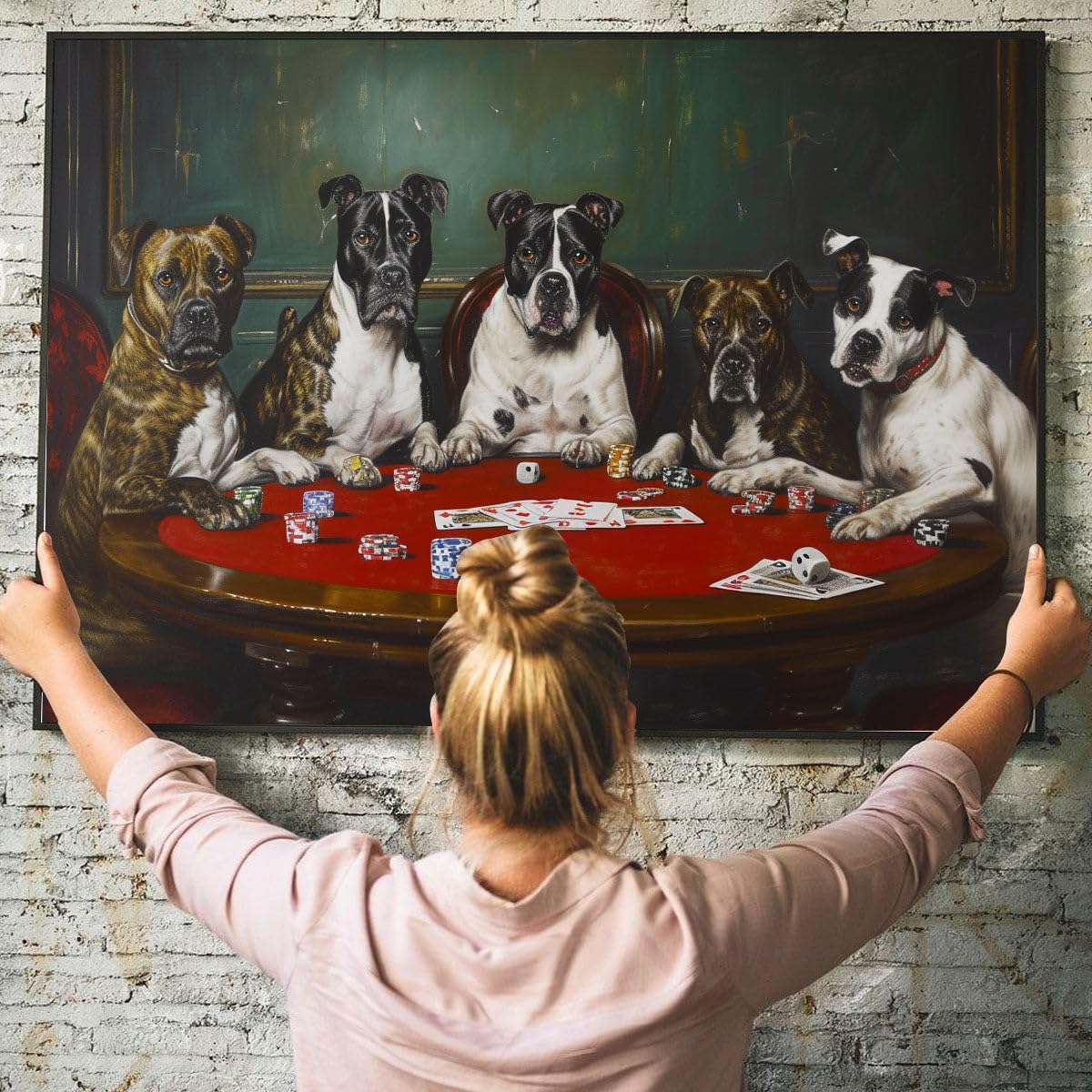 Amazon.com: HOENT7223 Dog Canvas Wall Art Frame - Dogs Playing