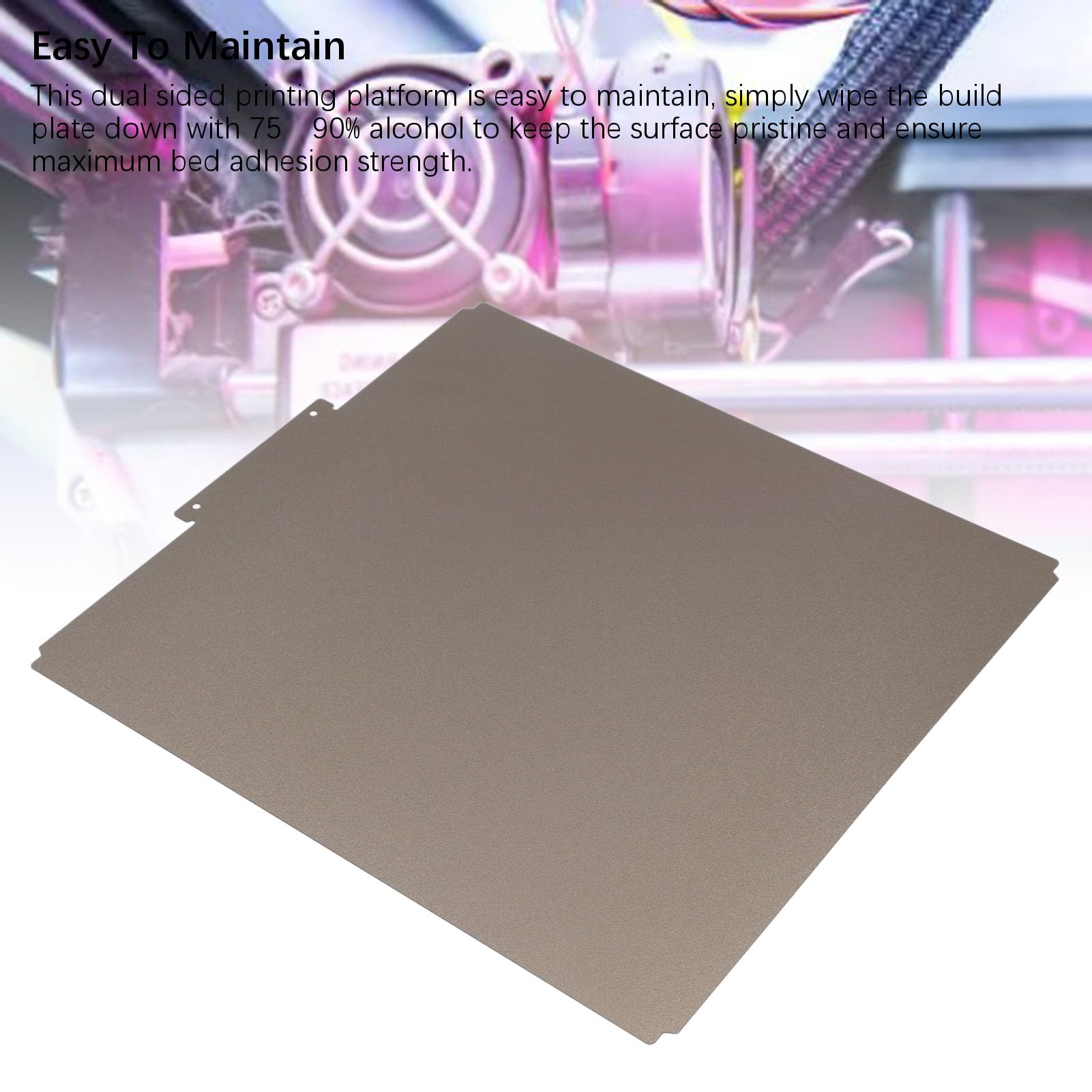 Piastra di stampa PEI doppia faccia, Resistente all'usura con texture opaca adesione ottimale Compatibile con materiali PLA ABS TPU Facile installazione rimozione manutenzione