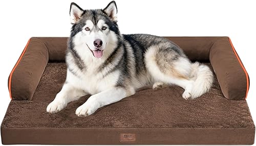 Miniatura 32 de Cama ortopédica extra grande para perros impermeable: cama de espuma viscoelástica para perros XL y extra grandes, sofá sofá, lavable con funda Azul