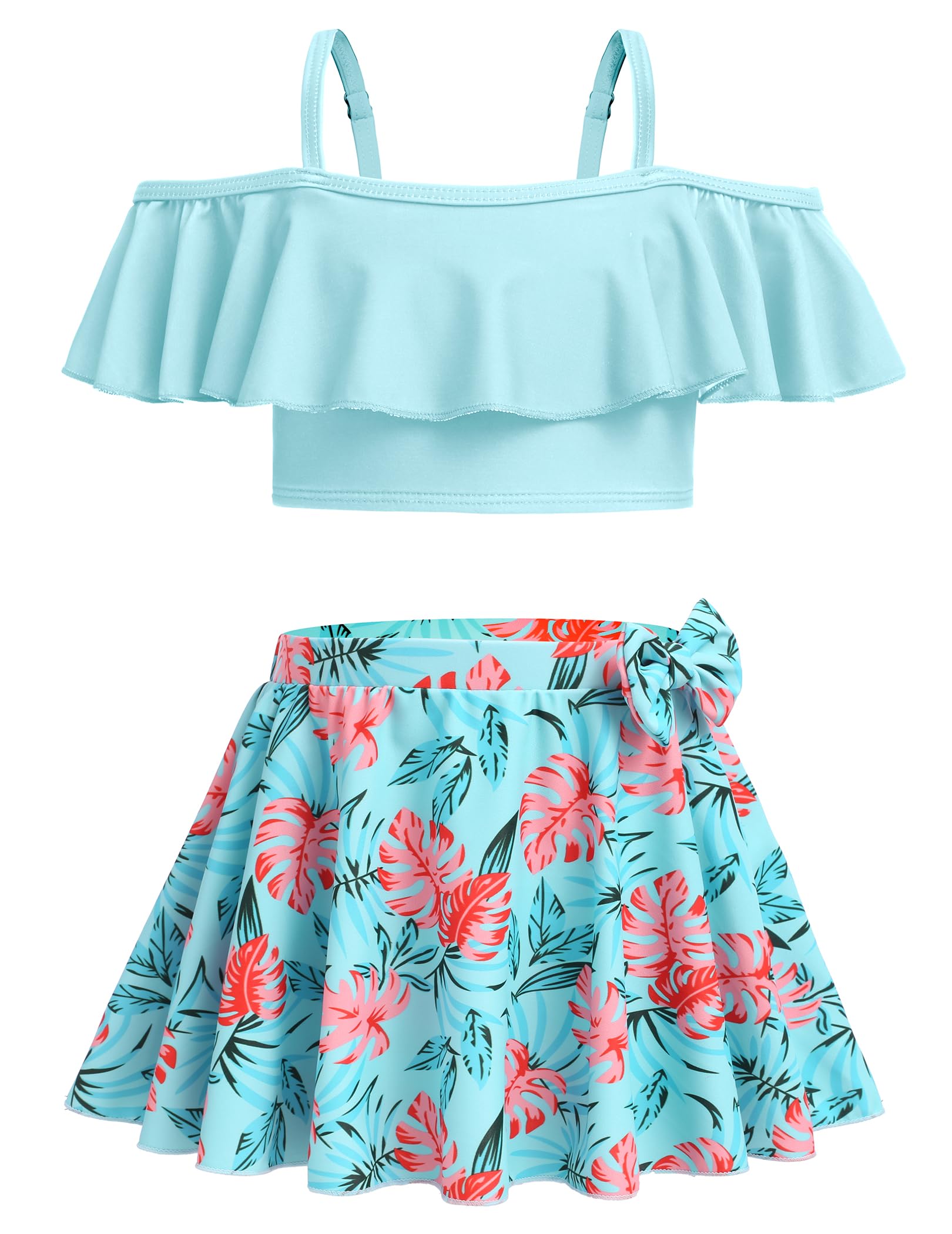 Arshiner Traje de baño de 3 Piezas para niña, Bikini, Traje de baño para Playa, Surf, Floral, Tankini, Traje de baño de 5 a 13 años