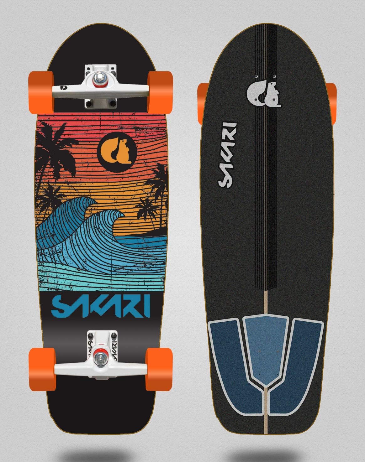 Surfskate Sakari Complete with SGI Surf Skate Trucks Cali Dream Orange 30,5