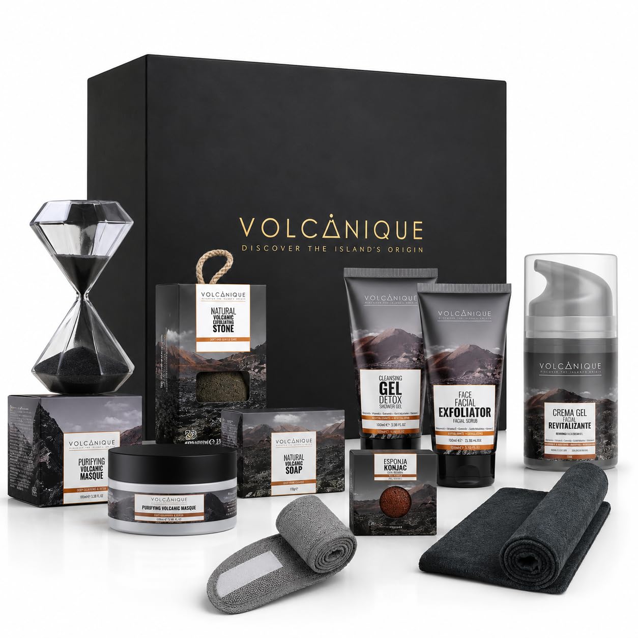 Volcanique® Naturkosmetik Set mit Vulkanasche | Vegane Inhaltsstoffe, Anti-Aging und Akne Pflege, Nachhaltige Wirkstoffkosmetik, Made in Spain