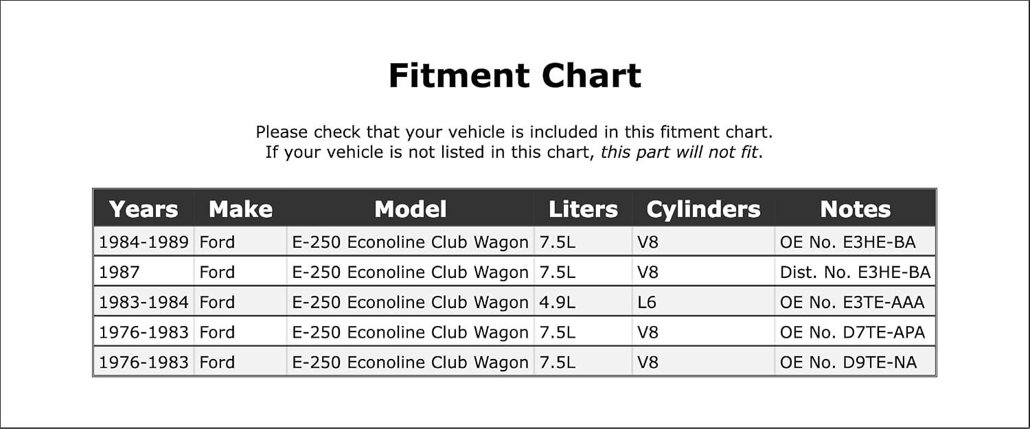 Distributor Vacuum Advance Compatible With Ford E-250 Econoline Club Wagon 1989 1988 1987 1986 1985 1984 1983 1982 1981 1980 1979 1978 1977 1976 P-2171604