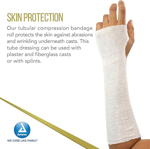 Miniatura 4 de Dynarex Stockinette de algodón, 2" x 25 yardas, no estéril y sin látex, vendaje tubular para prevenir la irritación de la piel y arrugas fundidas,