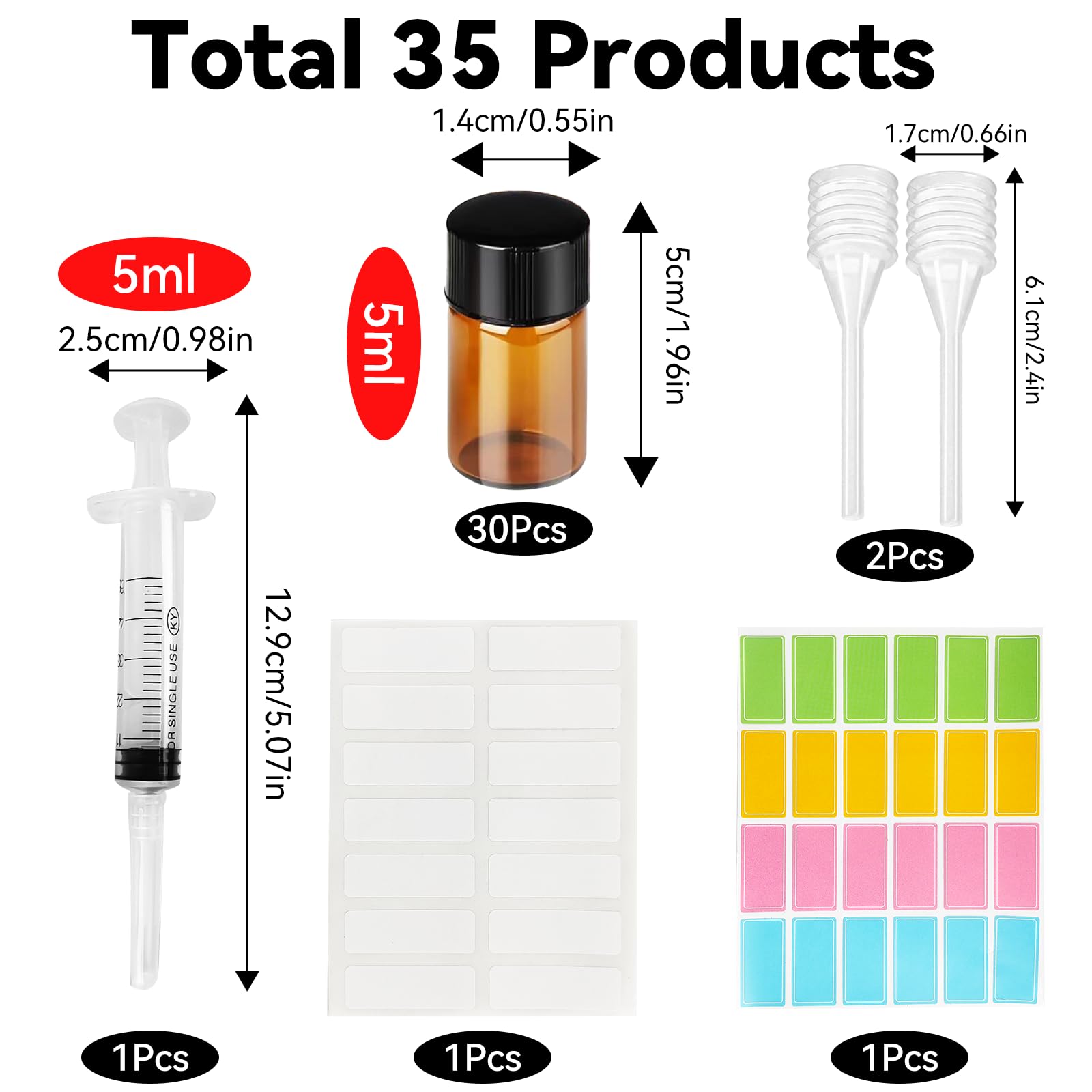 Ysimple 30 Pcs Amber Glass Bottles, 5ml Small Glass Bottles, Empty Refillable Dropper Bottle Essential Oil Bottle - Image 2