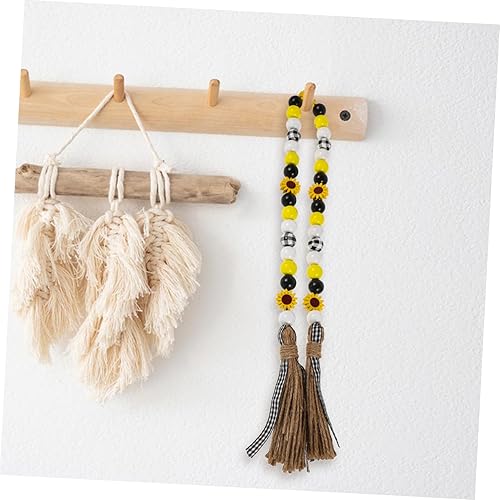 Miniatura 5 de NOLITOY Decoración de cuerdas de girasoles con cuentas de madera, guirnalda de cuentas de madera, colgante decorativo para decoración del hogar y