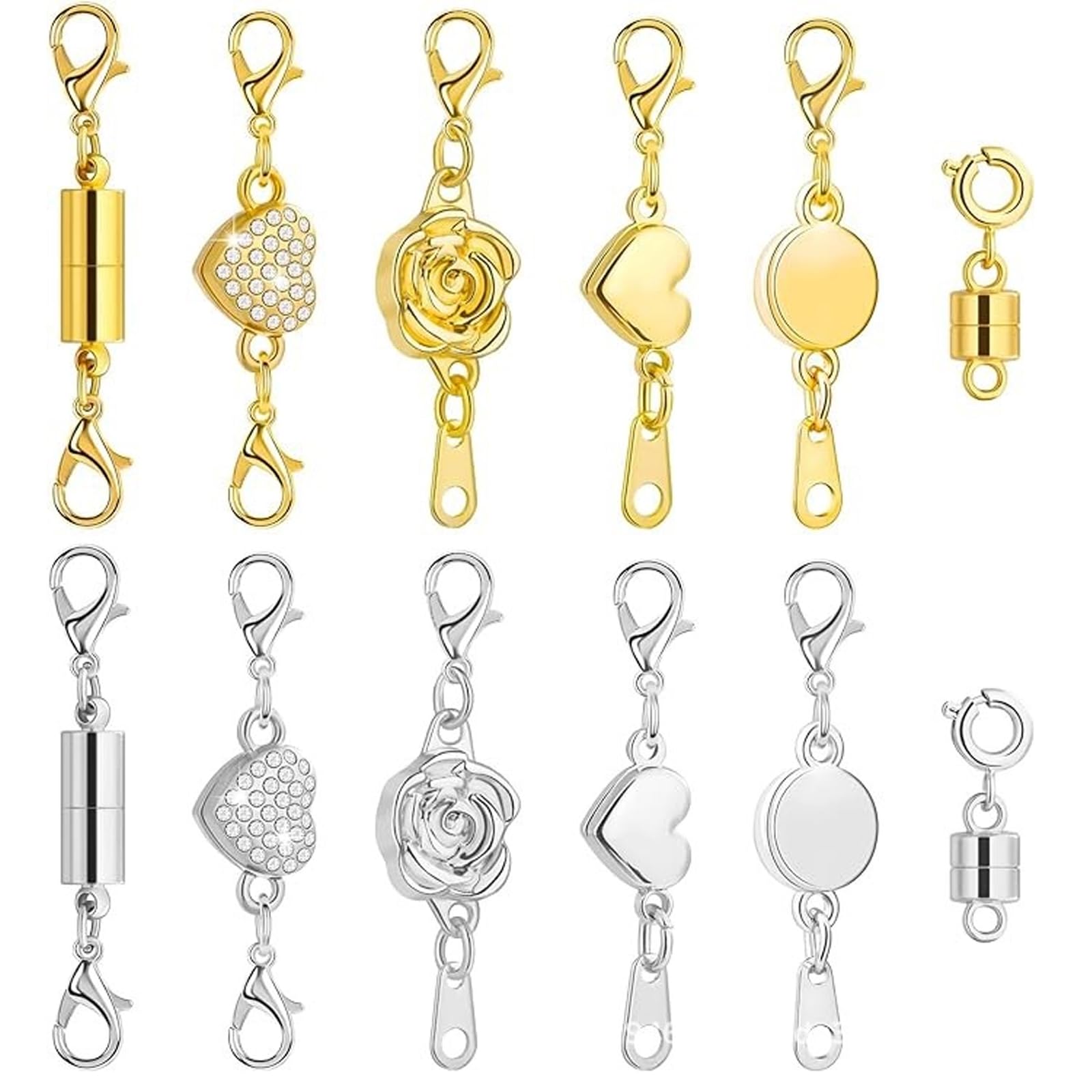 Tazweeq 12 Pcs Magnetic Necklace Clasps and Closures, Locking Magnetic Jewelry Clasps, Necklace Clasp Helper for Necklaces, Bracelets and Jewelry