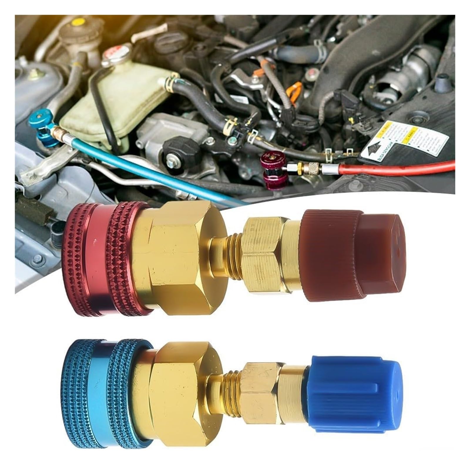 Adapter szybkozłącza do klimatyzacji samochodowej, 2 szt. szybkozłączki R134A do R1234YF, szybkozłączka boczna górna/dolna do ładowania klimatyzacji samochodowej AC