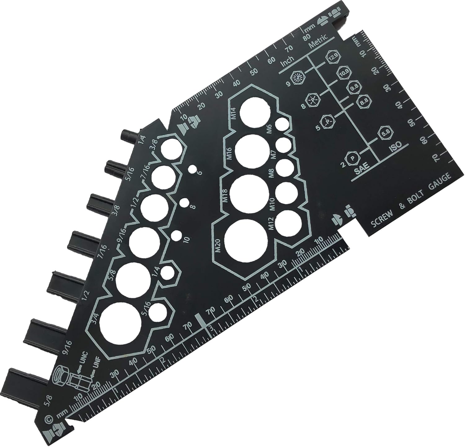 Nut Bolt & Screw - Thread Gauge. 27 size measurements, Measures thread sizes, bolt lengths in both inches & metric sizes. (2)