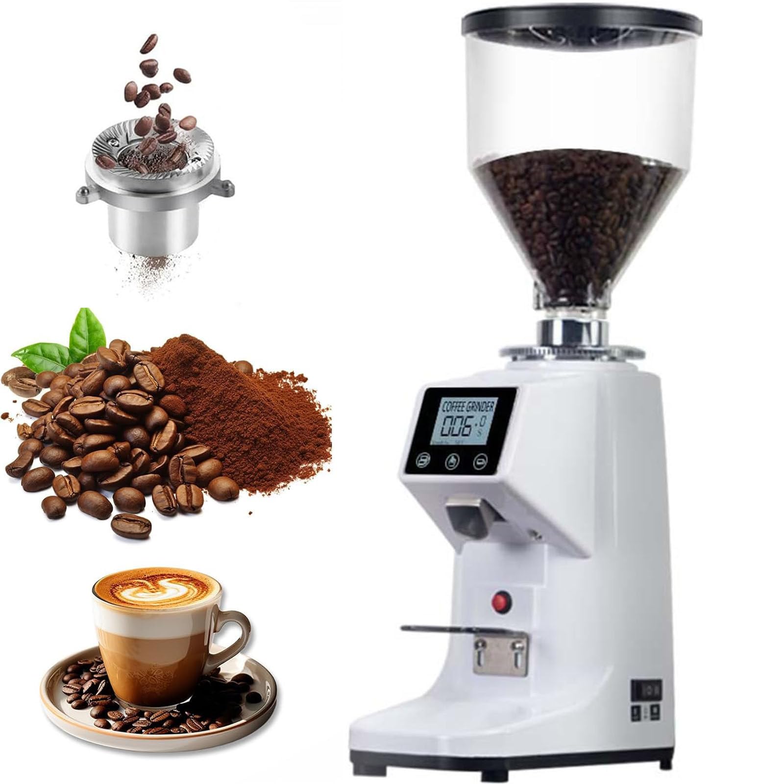 Młynek żarnowy z wyświetlaczem LCD i 3 trybami pracy White-1500ml