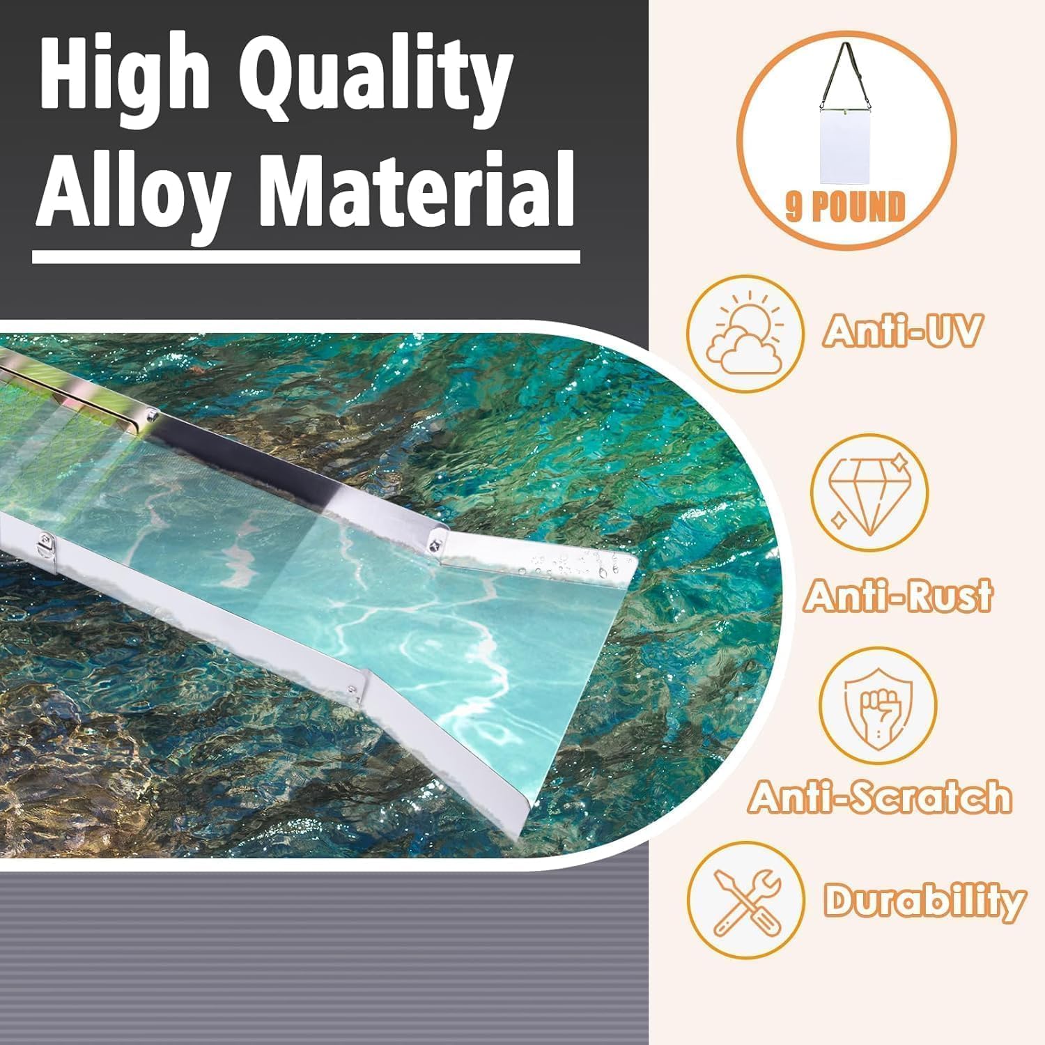HoldOneLight Sluicebox in lega di alluminio, 127 cm, pieghevole, 17 pezzi, con plettri, lente d'ingrandimento, pipetta e magneti