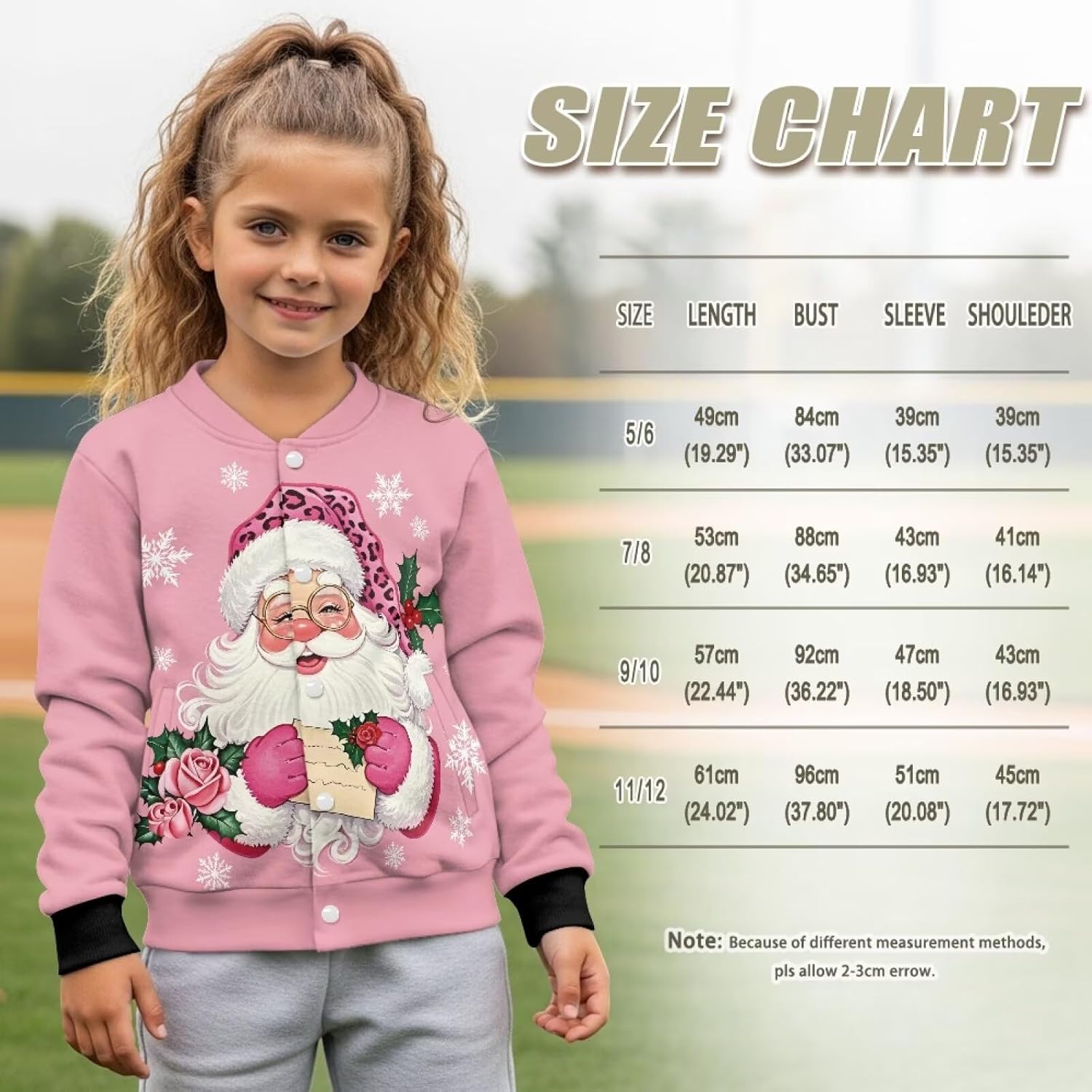 Varsity Jacket for Girls 5-12Y Long Sleeve Button Down Baseball Jacket Holiday Clothes