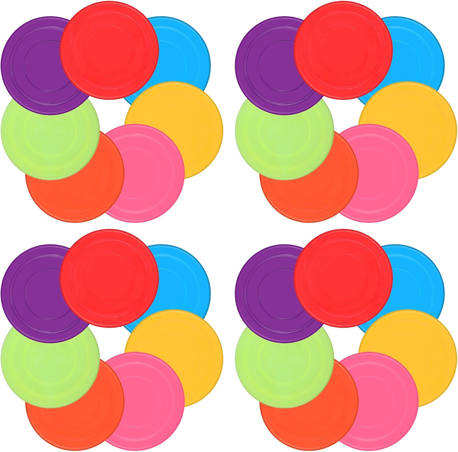 28 Pcs Flying Discs Bulk, Kids Outdoor Game Flying Discs Flying Discs for Kids Soft Rubber Flyer Disk Dog Toys Game Outdoor for Children Adults Sports Favors (7 Colors)