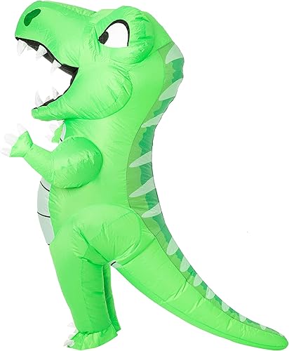 Miniatura 3 de Spooktacular Creations Disfraz inflable de Halloween de cuerpo completo de dinosaurio inflable Disfraz unisex de T-Rex (verde, niño (7-10))