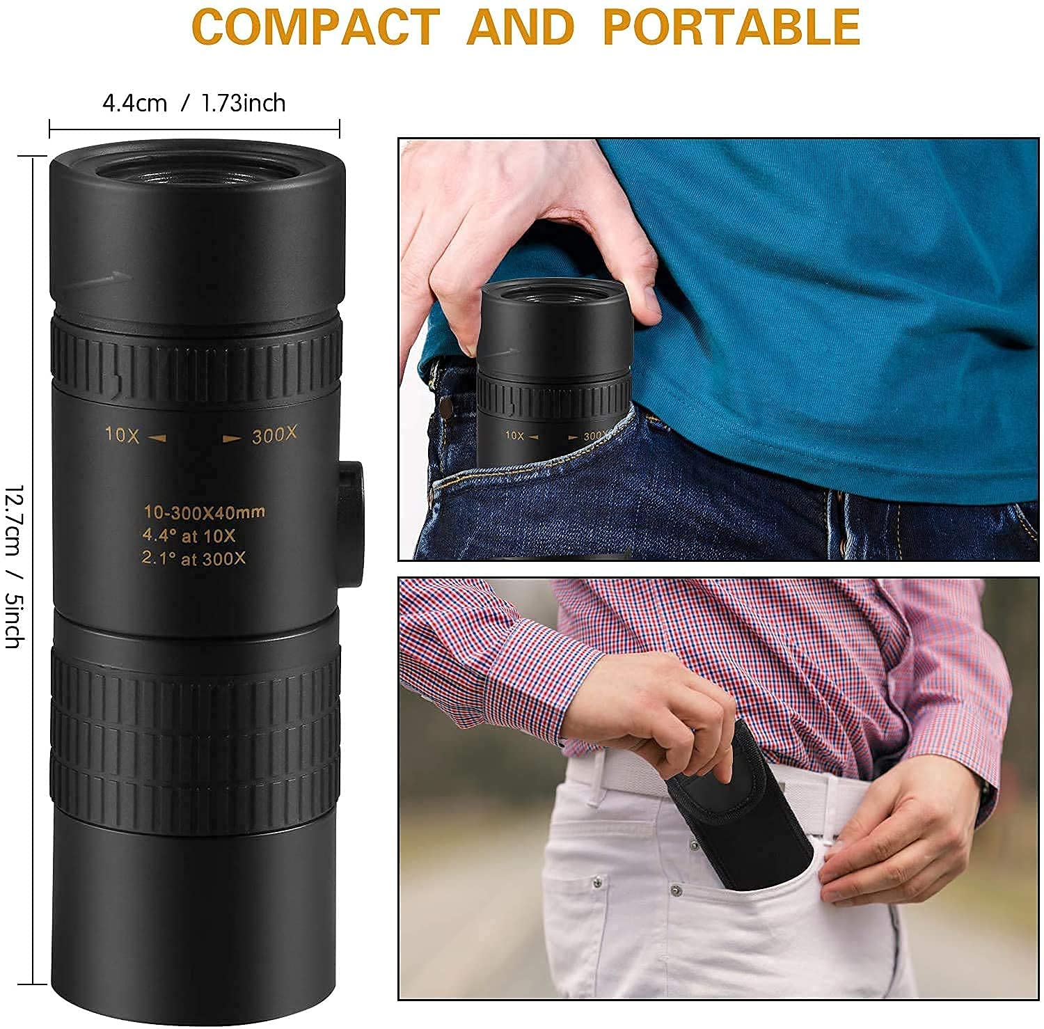 Telescopio Monoculare Con Zoom Portatile 4K 10-300X