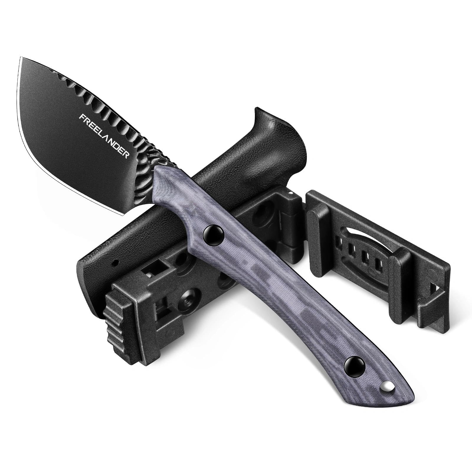 Freelander Kleines Outdoor Messer, Survival Messer mit Scheide, Lila