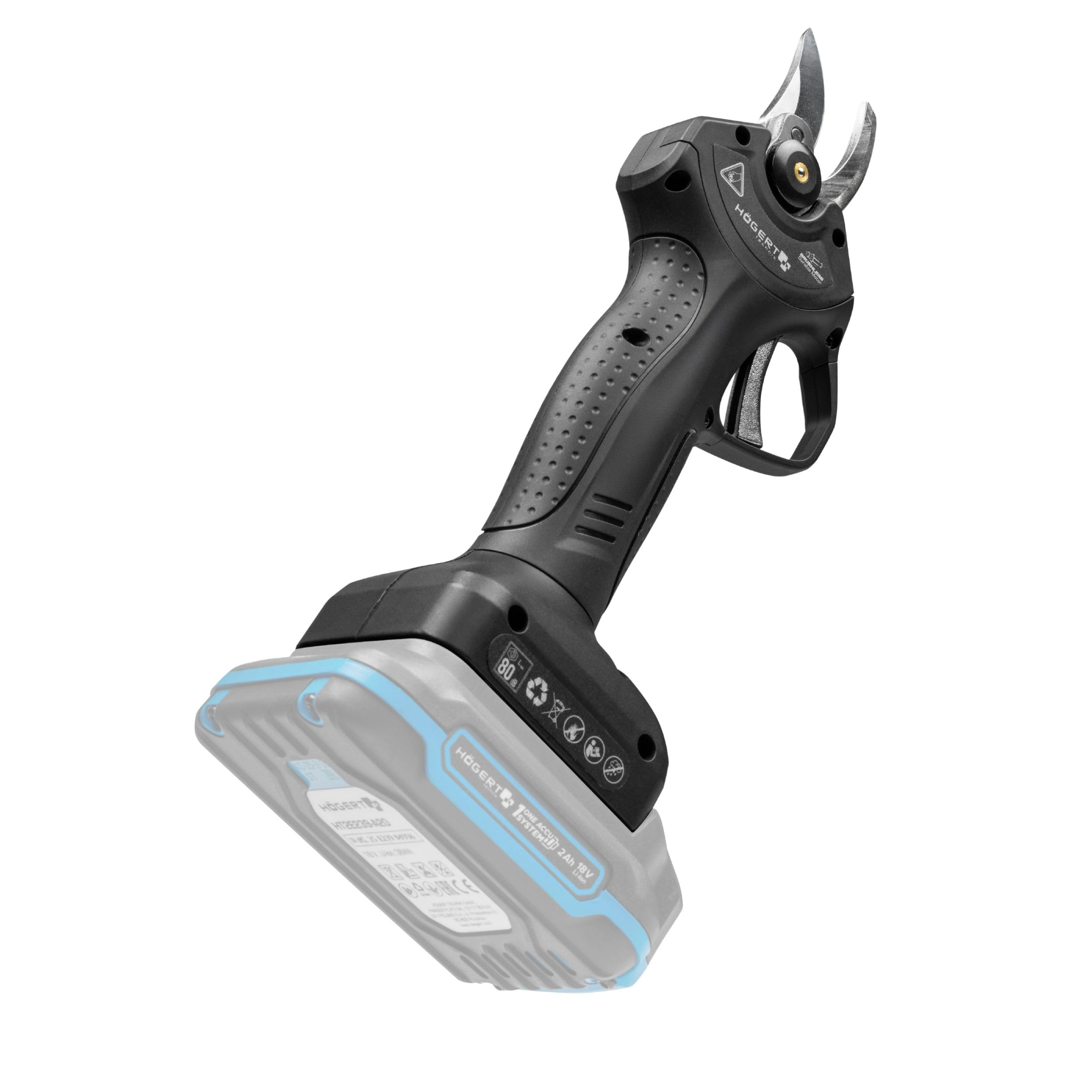HÖGERT TECHNIK Tijeras de Poda a Batería 18V OneAccuSystem, motor sin escobillas, tijeras de jardín eléctricas para ramas hasta 30 mm, podadora inalámbrica para jardín y frutales, sin batería