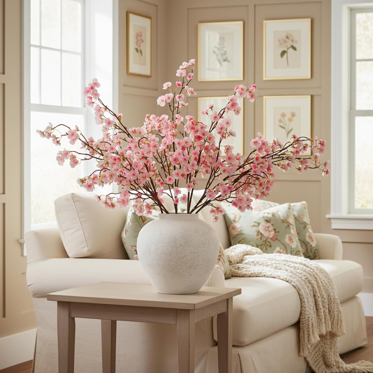 Pink Cherry Blossom Branches – 6 Pcs 33.5" Long Stem Artificial Flowers for Tall Vase, Faux Silk Spring Decorations for Home, Realistic Fake Pink Flowers for Bedroom & Wedding Centerpiece Decor - Image 5