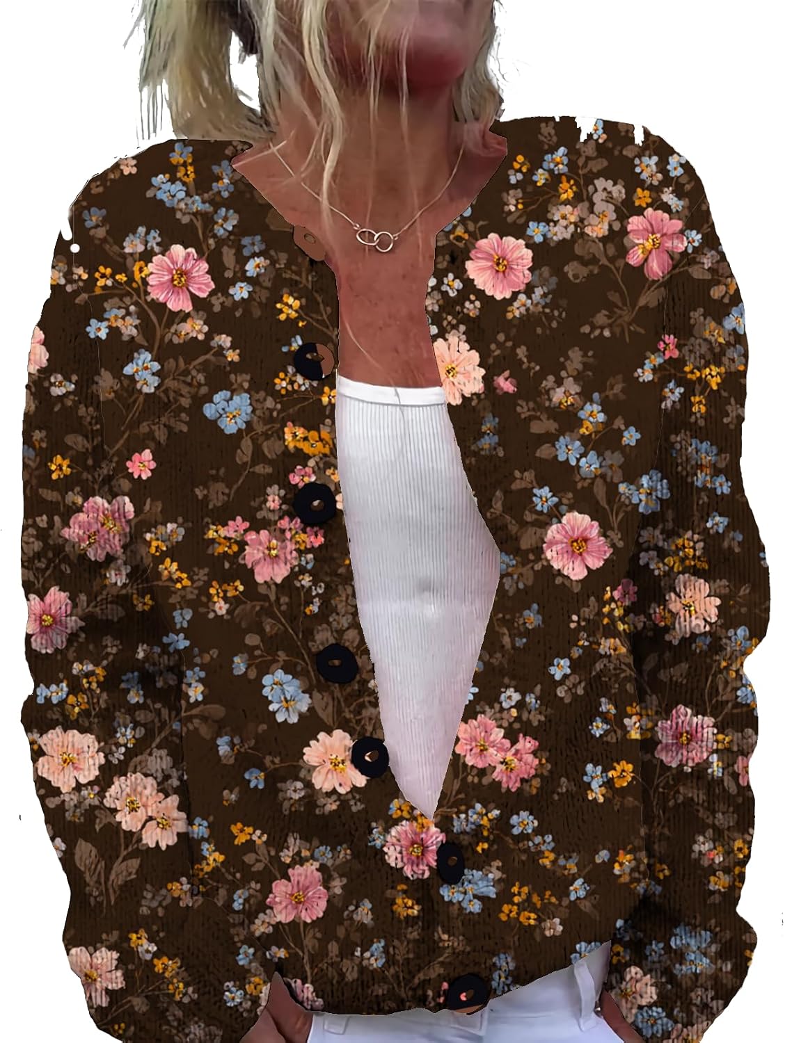 Cardigan Sweater for Women Comfy Trendy Plus Size Warm Christmas Art Design Tops Outfits with Button