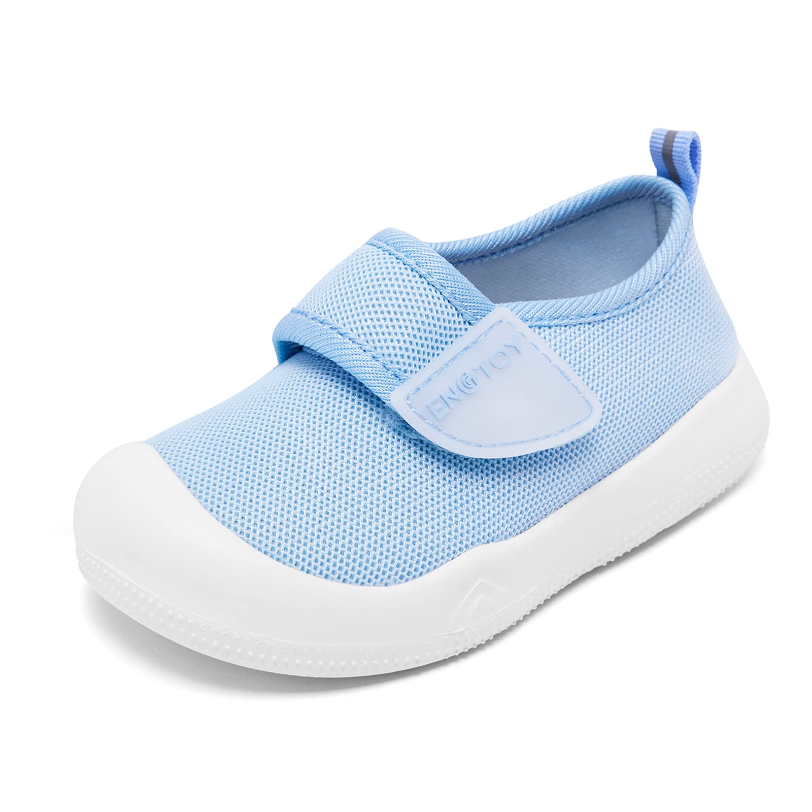 Engtoy Baby Lauflernschuhe, atmungsaktiv, rutschfest, Memory-Sohle, Zehenschutzschuhe für Babys, Mädchen, Blau, 0-9 Monate, Säugling