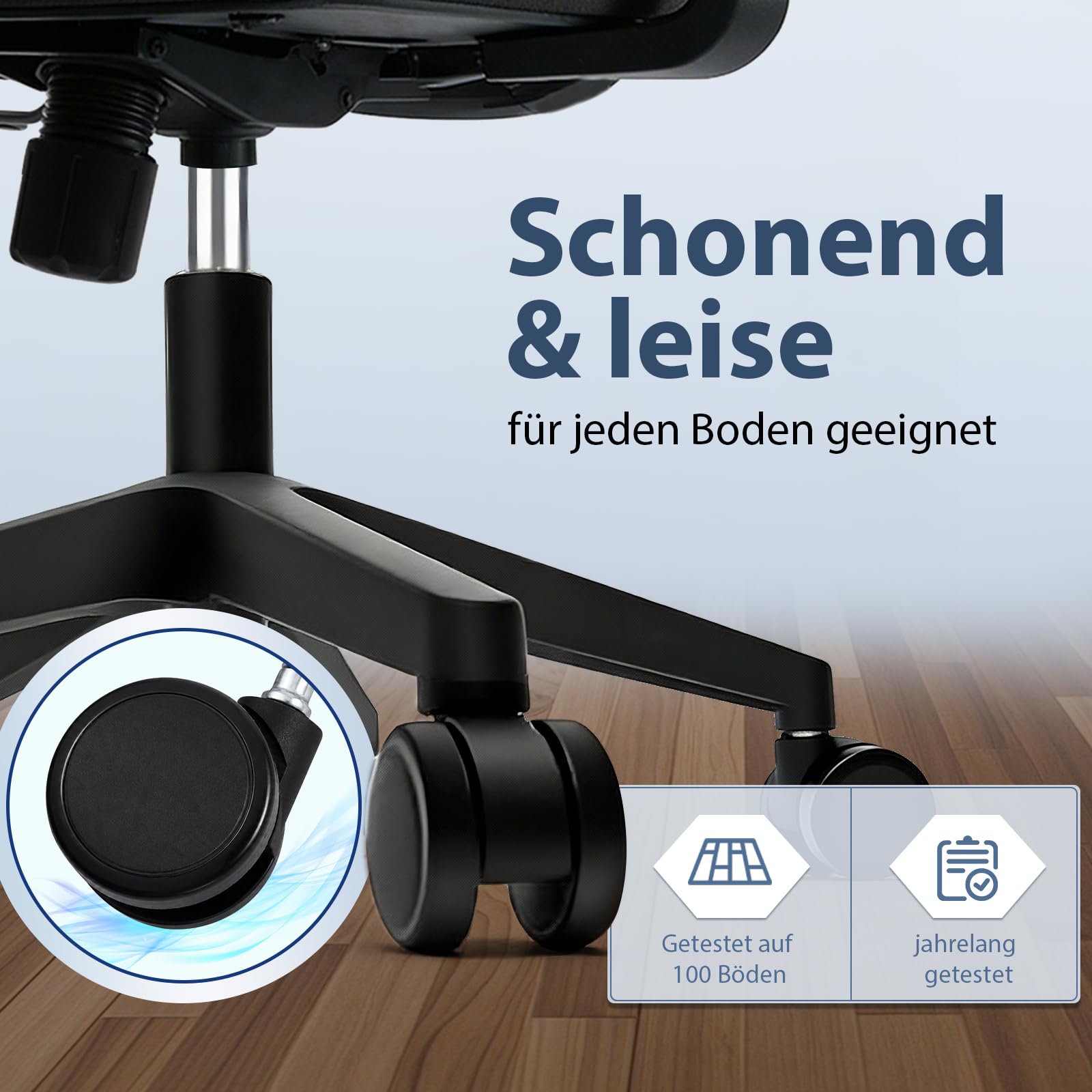 Durrafy Ergonomischer Bürostuhl, Bürostuhl 150 kg belastbar mit Verstellbarer Lordosenstütze und Kopfstütze, Netzstuhl Schreibtischstuhl mit 90°-130° Liegefunktion, Drehstuhl für Home Office, Schwarz