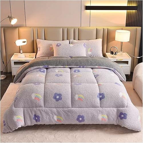 Miniatura 10 de ZTGL Edredón de fibra de terciopelo de cordero súper cálido, manta de invierno de 2 a 11.0lbs, edredón de terciopelo de doble cara grueso, cálido