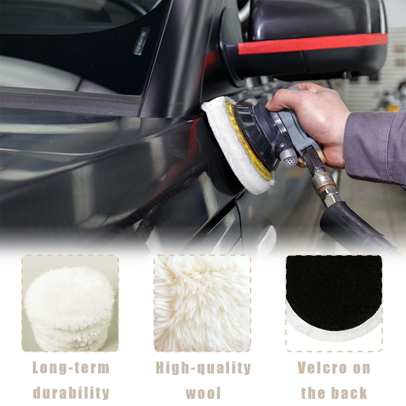 8 pezzi Tamponi Per Lucidatura, Tamponi Lucidatura Auto, Cuscinetti lucidanti, Lana auto tampone di lucidatura, kit tampone per lucidatura lana,Cuscinetti lucidanti da 125 mm, adatti per auto