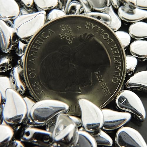 Vista 3 de Cuentas dúo de cachemira de vidrio checo de 0.315 in x 0.197 in, 0.35 oz, aproximadamente 40 cuentas - Full Labrador Silver