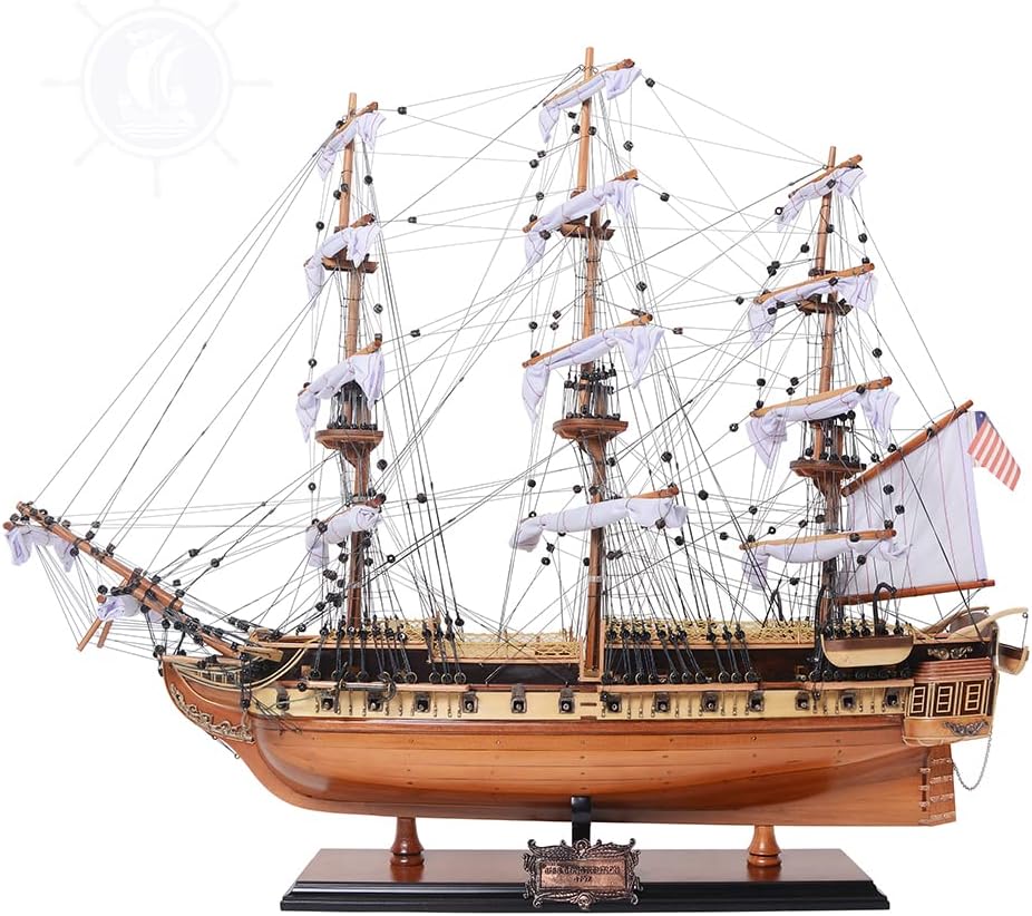 Old Modern Handicrafts Museum Quality USS Constitution Model Ship - Handcrafted from High-Grade Wood - Keen Attention to Intricate Details - 29.0L x 10.0W x 25.0H Inches