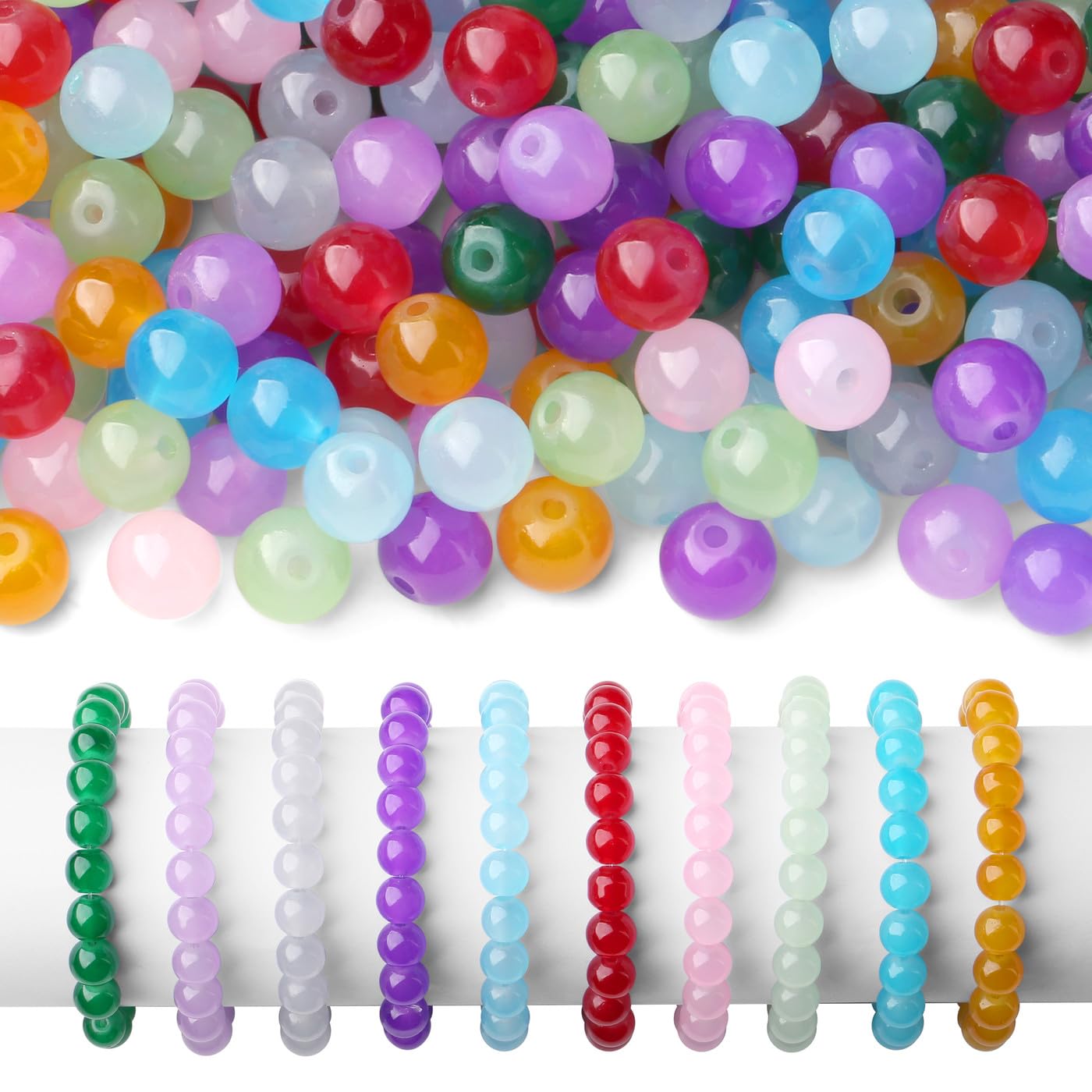 500 Glass Beads for Bracelets - Crafting Supplies -1