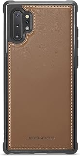 جراب موبايل متوافق مع سامسونج جالاكسي نوت 10 بلس، غطاء خلفي فاخر من جلد البولي يوريثين (بني)