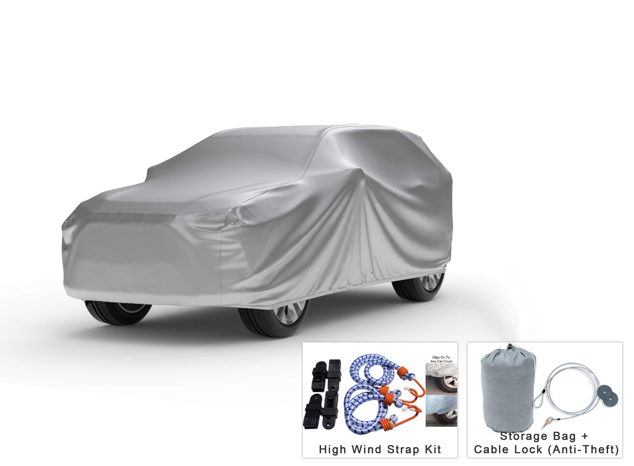 Weatherproof SUV Cover Compatible with 1991 Chevrolet Blazer K5 Full Size - Outdoor & Indoor - Water, Snow, Sun - Fleece Lining - Includes Cable Lock, Storage Bag & Wind Straps