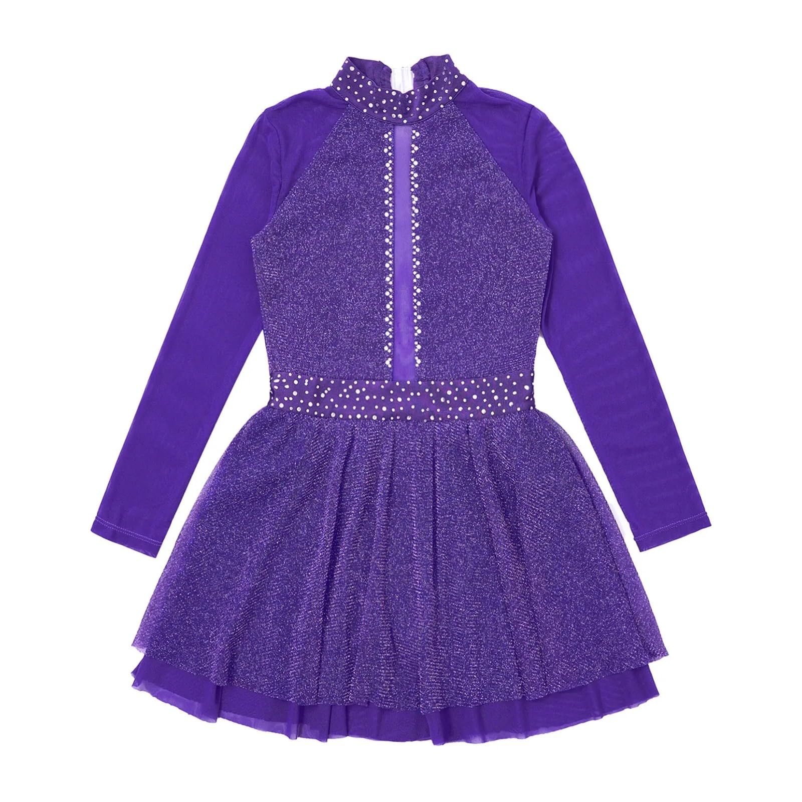 Vestido de Patinaje artístico for niñas y niños, Vestido Leotardo Gimnasia Ballet, Ropa Baile lírico Manga Larga Malla for actuación Infantil