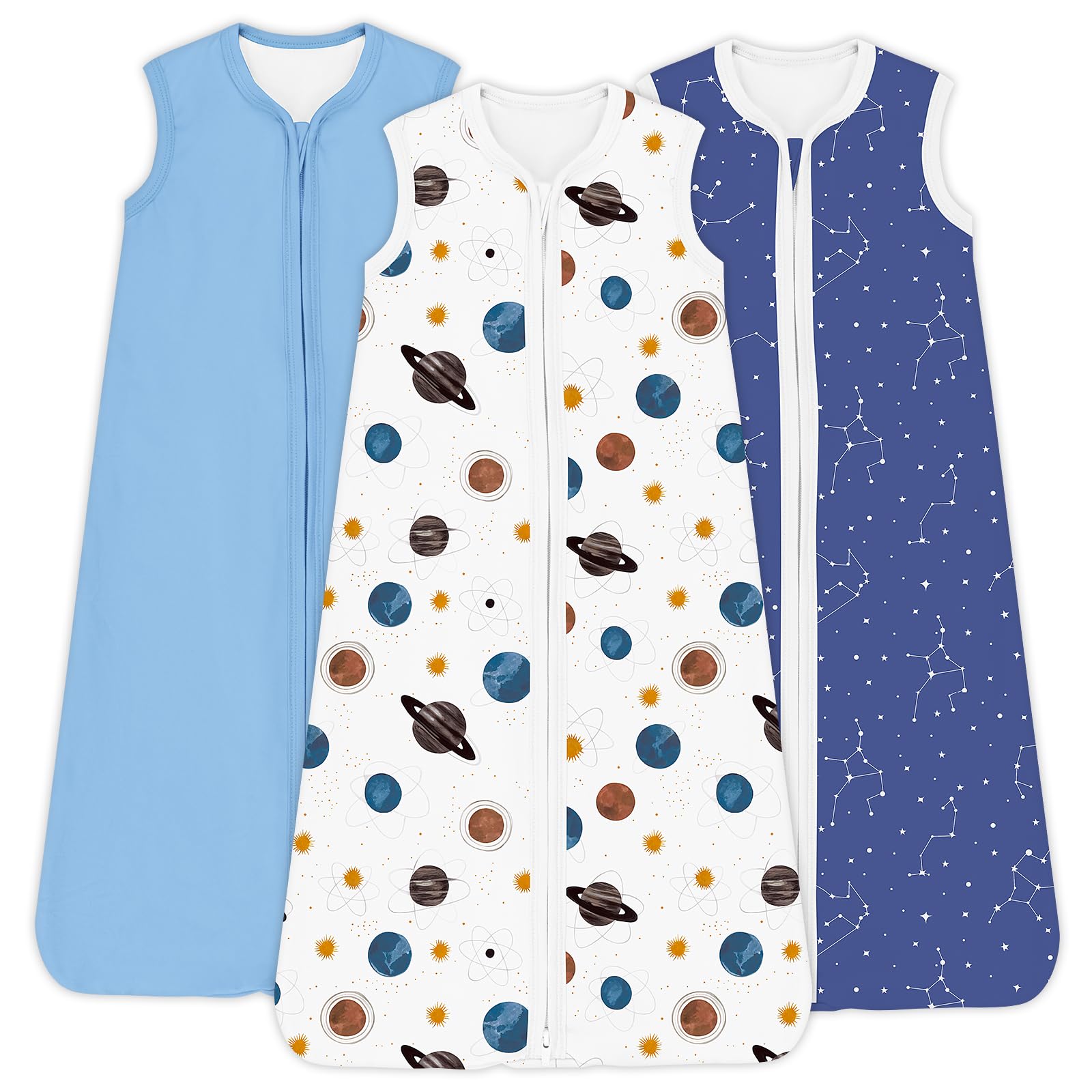 Baby Sleep Sack 0.5 TOG, Lightweight Breathable Wearable Blanket with Zipper, 0-3-6-12-24M-4T, 3-Pack