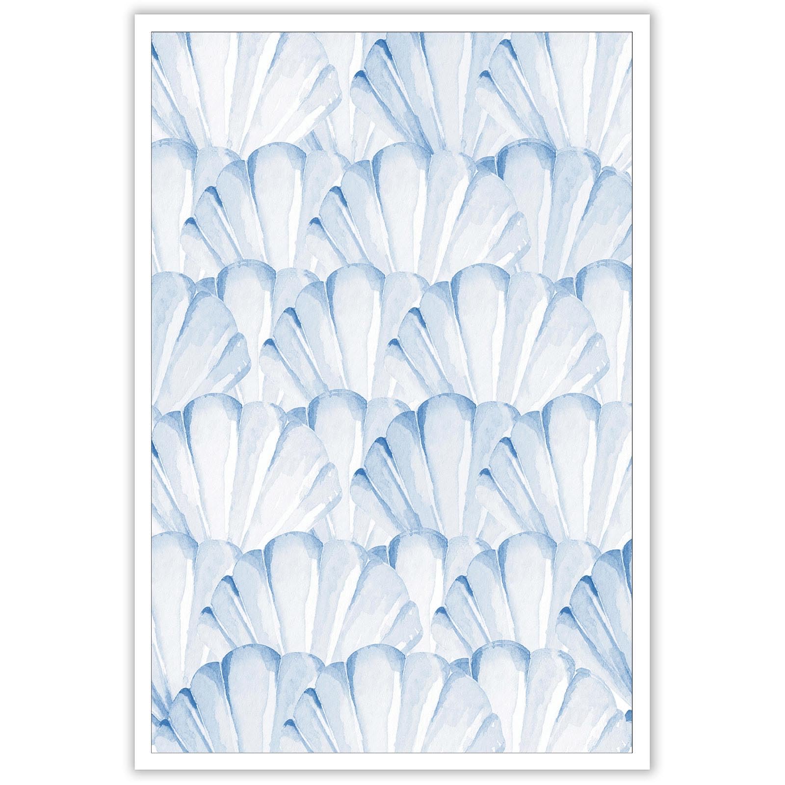 Trendy Light Blue Seashells Canvas Wall Art, Abstract Coastal Beach Posters, Summer Beachy Wall Decor, Abstract Sea Life Prints Painting For Office