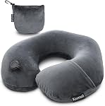Keemall Inflatable Travel Neck Pillow for Airplane Train Car Washable Pillowcase U Shaped Office Napping Pillow