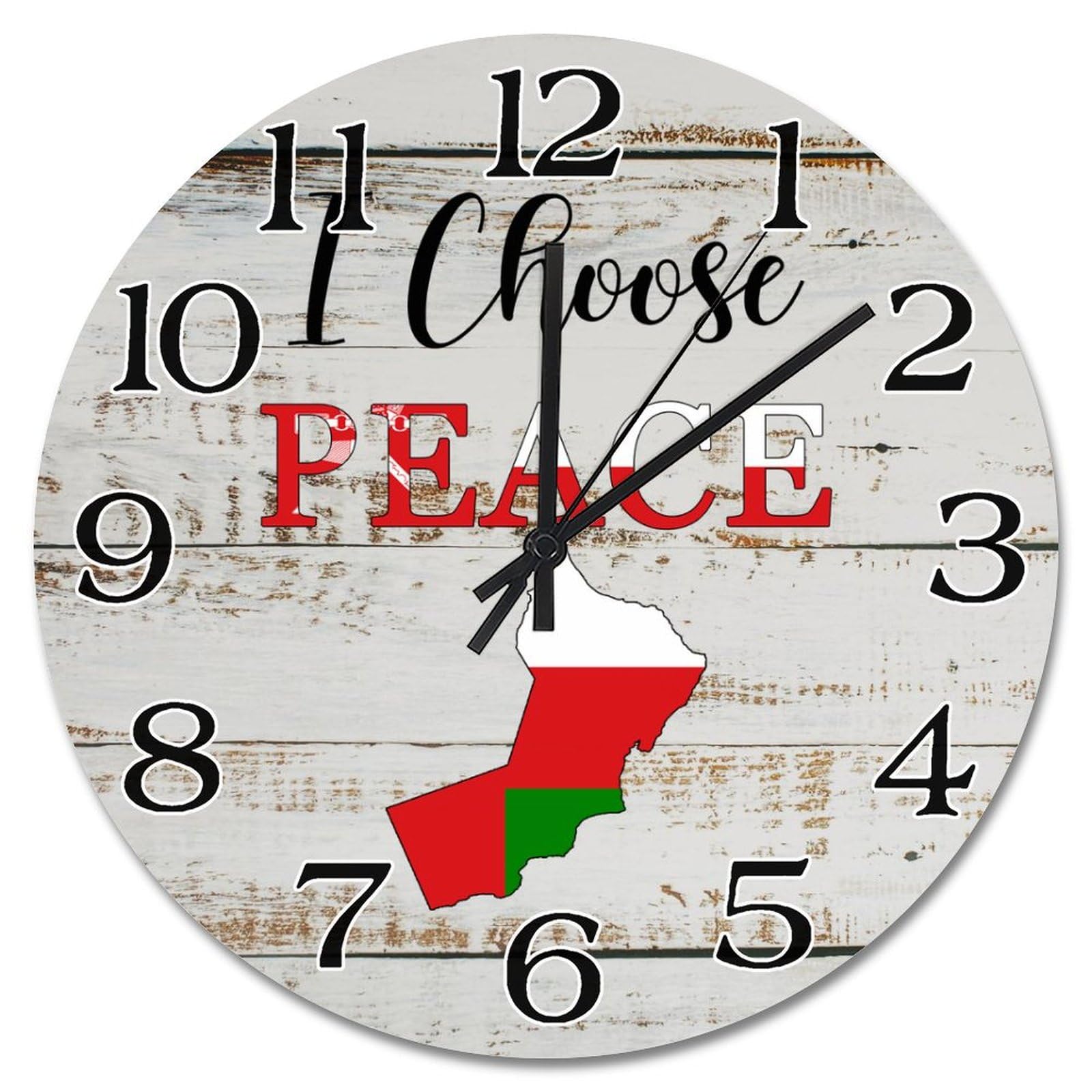 Horloge murale bois Oman déco 25cm silencieuse pour ferme