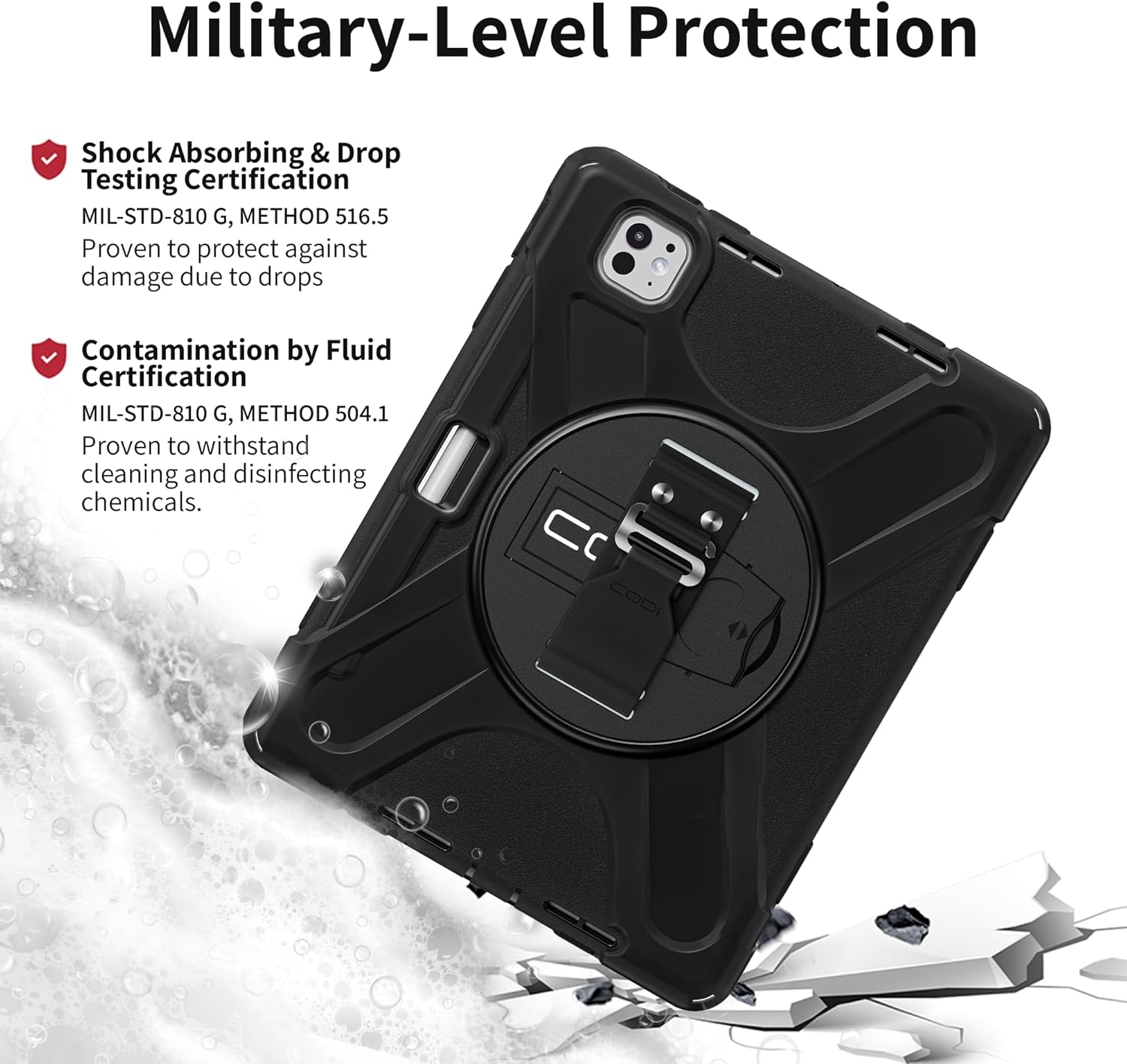 CODi Rugged Case for iPad Pro 11" (M4, M5) – Drop-Tested 360° Protection with Kickstand, Hand Strap & Shoulder Strap, Apple Pencil Storage