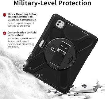 CODi Rugged Case for iPad Pro 11 (M4, M5) Drop-Tested 360 Protection with Kickstand, Hand Strap & Shoulder Strap, Apple Pencil Storage