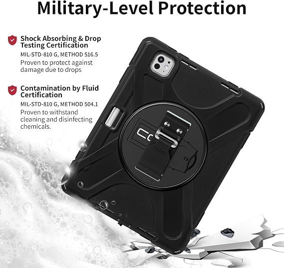 CODi Rugged Case for iPad Pro 11 (M4, M5) Drop-Tested 360 Protection with Kickstand, Hand Strap & Shoulder Strap, Apple Pencil Storage