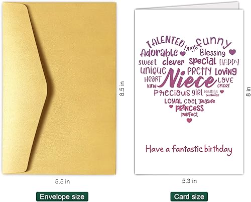 Miniatura 2 de Chenive Tarjeta de cumpleaños de dulce sobrina, adorable tarjeta de cumpleaños de tía tío, tarjeta de felicitación de cumpleaños de alabanza