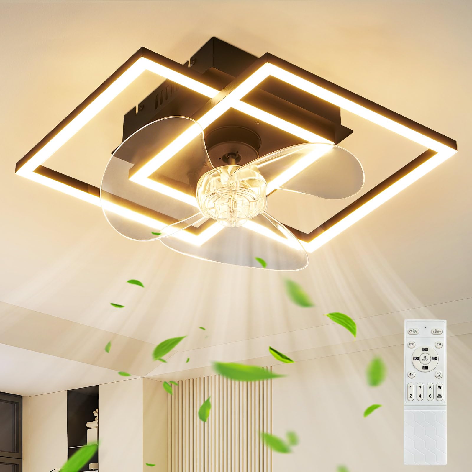 LED Lampe de Plafond Ventilateur Dimmbar Ventilateur Eclairage 29W