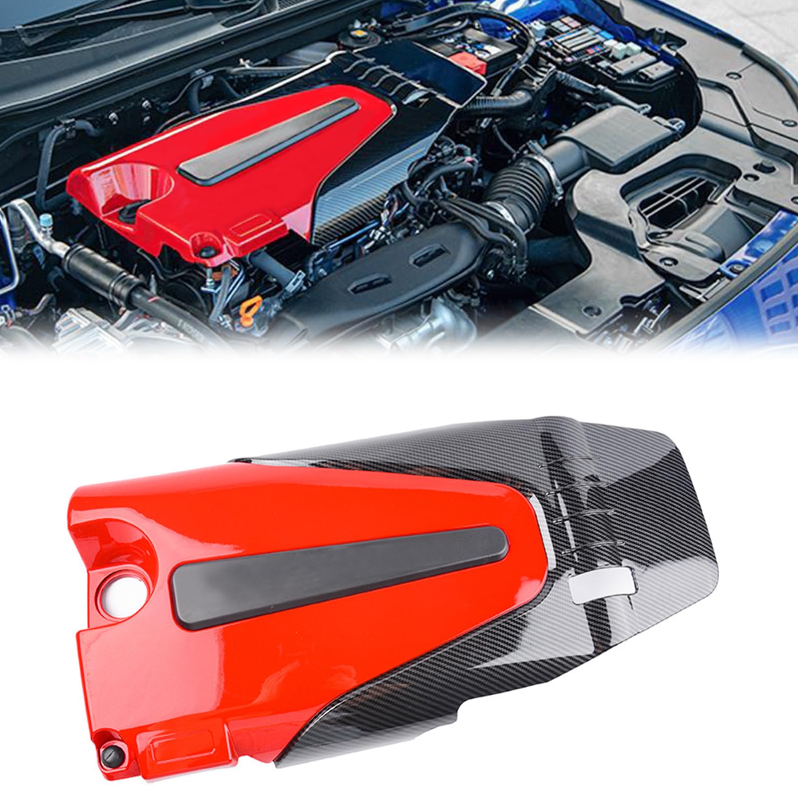 Type-R Style Engine Valve Cover Bonnet Hood Compatible with 10th Gen Honda Civic 1.5T 2016-2021, for 10th Gen Honda Accord 1.5T 2018-2022