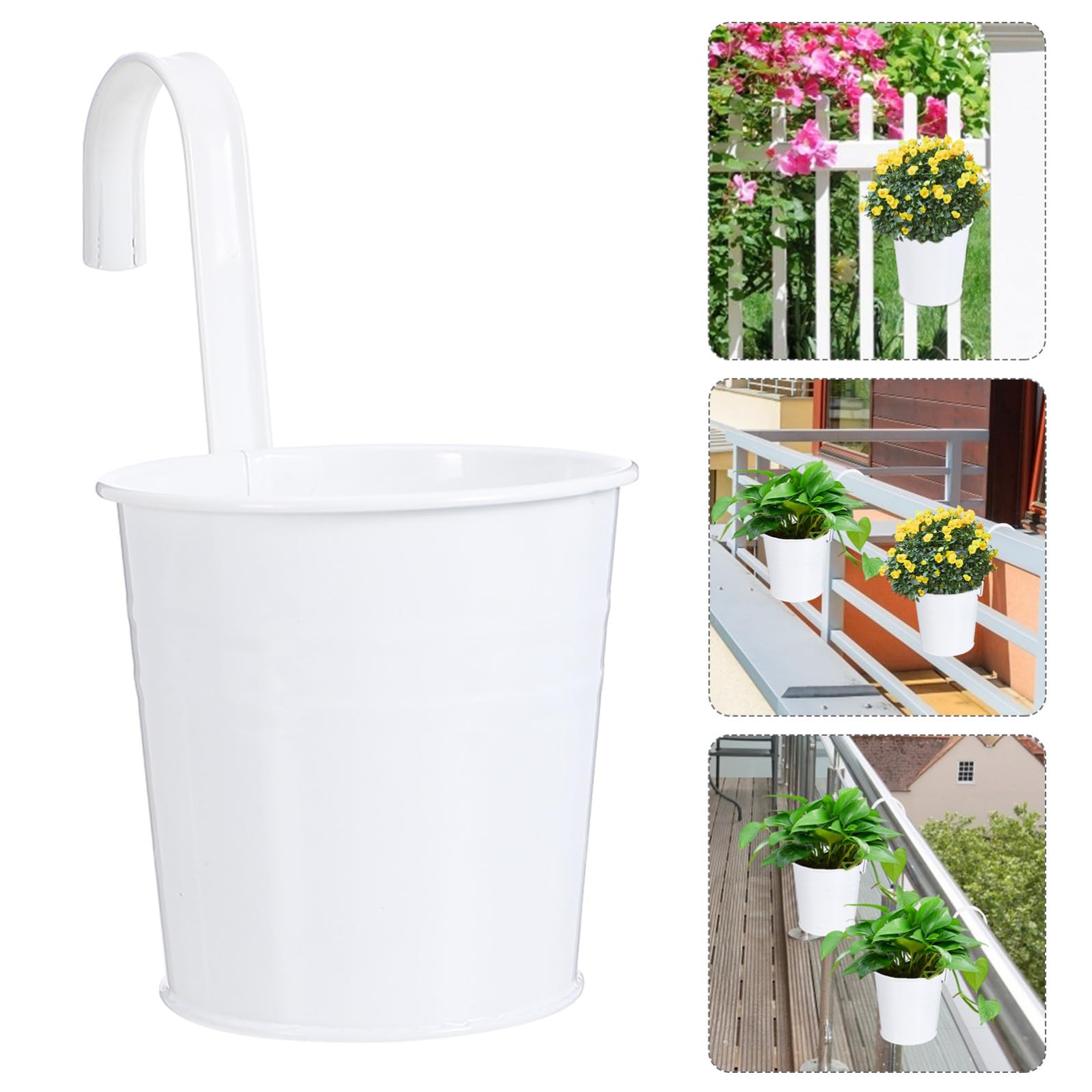 CRAFTHROU Vasi da Balcone da Appendere 8 Pezzi in Ferro Colorato Ganci Staccabili, Portafiori da Esterno per Piante Sospese e Fioriere da Giardino, Misura 10X10X8 CM