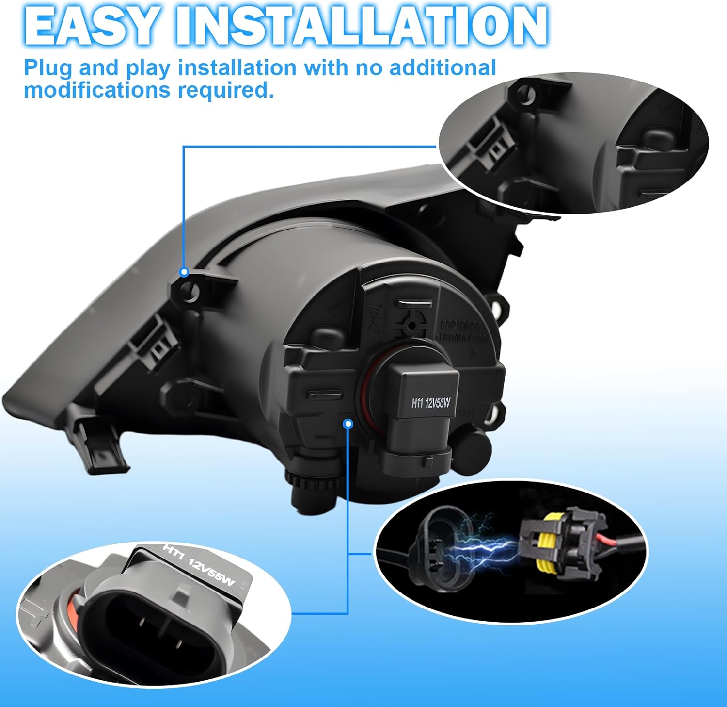 Fog Lights Compatible with 2008-2010 Toyota Corolla Bumper Driving Fog Lamps Assemblies with Switch and Wiring Harness