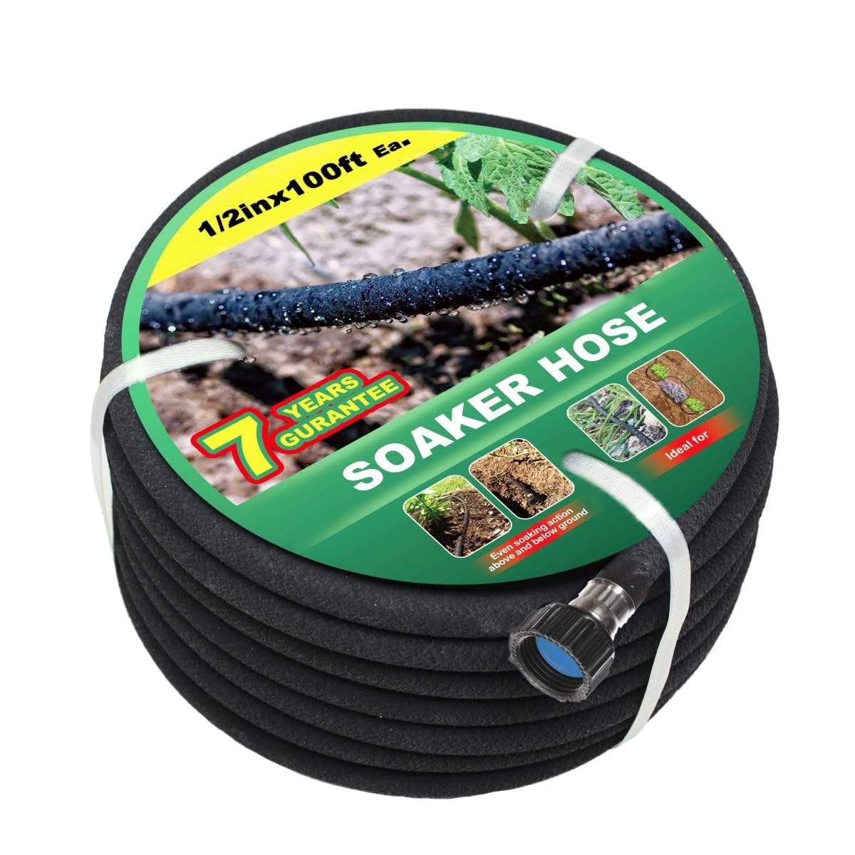 Taisia 1/2 Tropfschlauch, 30 m, Garten-Tropfschlauch, mit Push-on-Armaturen, Blei-Tropfschlauch, spart 70 % Wasser, robuster Tropfschlauch für Garten, Rasen (1–2–30,5 m)