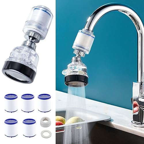 Keoshiga Filtro de agua para grifo, filtro de agua giratorio de 360, filtro de agua universal para fregadero de cocina, baño, con 3 modos de salida