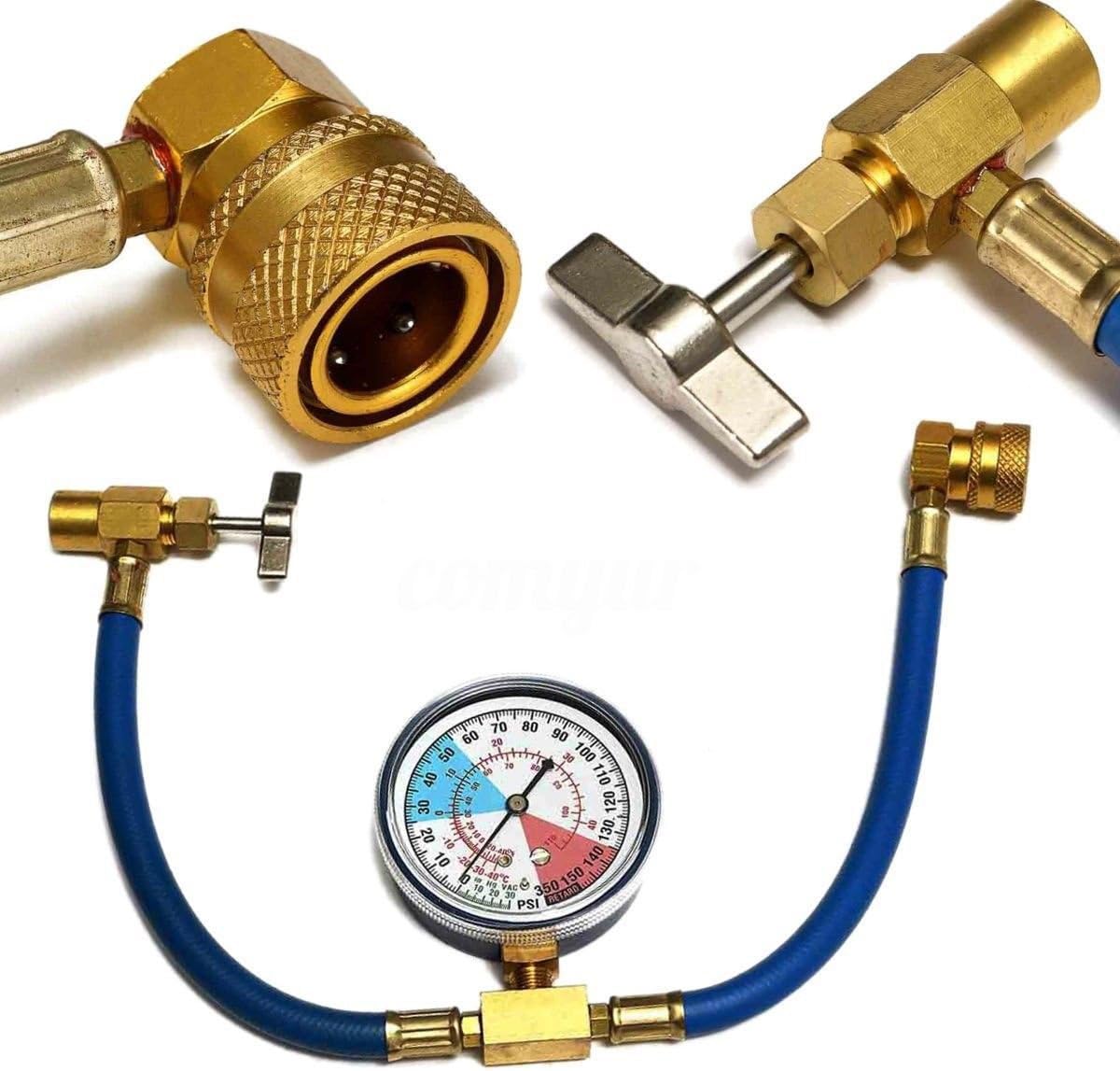 XS Universal Car Air Conditioning AC R134A Refrigerant Recharge Hose Pressure Gauge