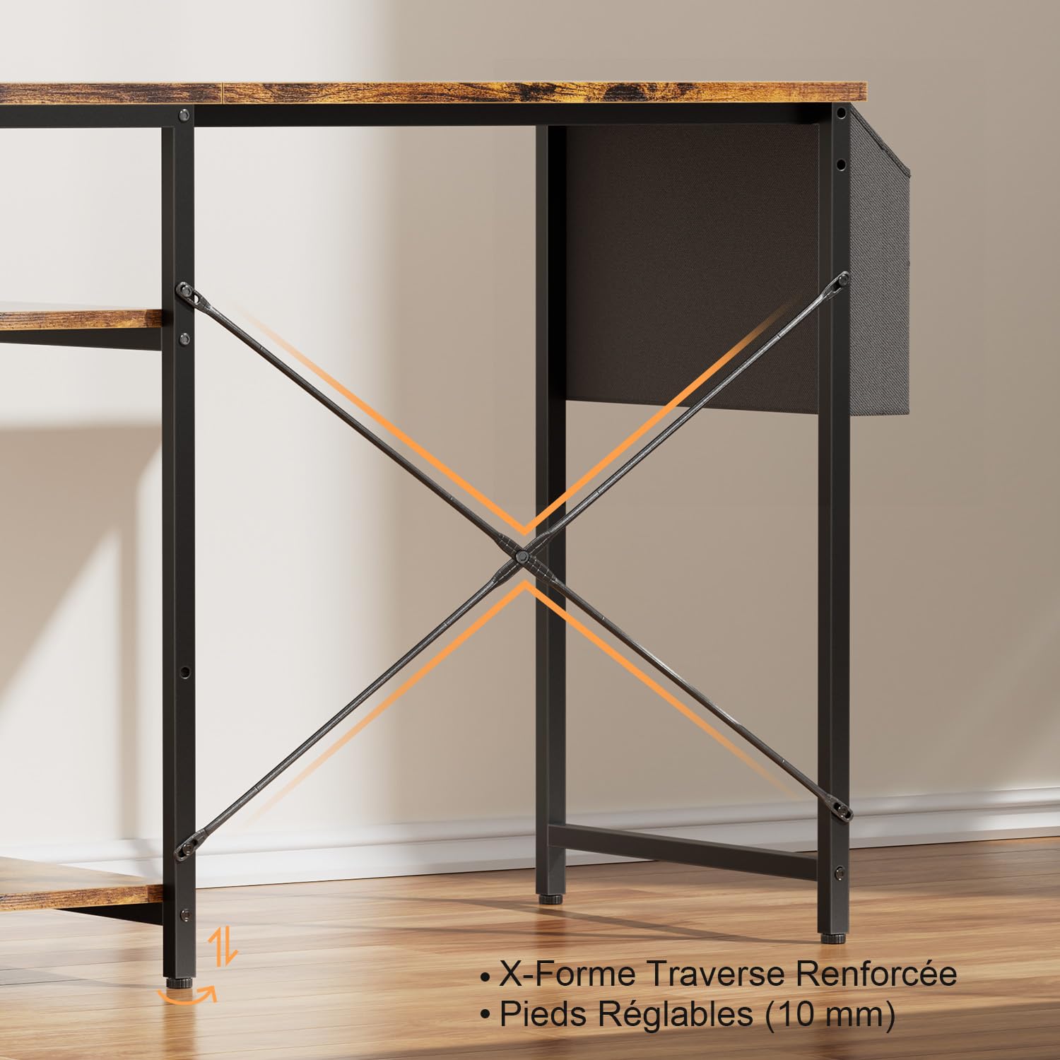 SOLAVERO Petit Bureau Informatique avec Rangement, 100 x 48 cm, Marron